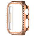 For Apple Watch SE 2023 44mm Diamond Hollow PC Watch Case(Rose Gold)