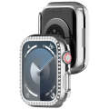 For pple Watch Series 9 41mm Diamond Hollow PC Watch Case(Silver)