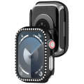For pple Watch Series 9 41mm Diamond Hollow PC Watch Case(Black)