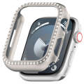 For Apple Watch Series 8 41mm Diamond Hollow PC Watch Case(Starlight)
