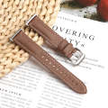 For Samsung Galaxy Watch Fit 3 Leather Sewing Thread Pin Buckle Watch Band(Brown)
