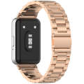 For Samsung Galaxy Fit 3 SM-R390 Three Bead Stainless Steel Metal Watch Band(Rose Gold)