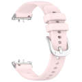 For Samsung Galaxy Fit 3 SM-R390 Metal Connector Liquid Glossy Silicone Watch Band(Light Pink)