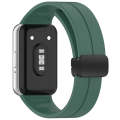 For Samsung Galaxy Fit 3 SM-R390 Magnetic Folding Buckle Silicone Watch Band(Dark Green)