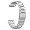For Garmin Fenix 5 Three-Bead Stainless Steel Metal Watch BandSilver, Size:22MM