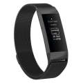 Stainless Steel Magnet Watch Band for FITBIT Charge  4 / 3Small Size: 190x18mm(Black)