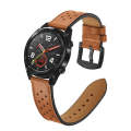 22mm For Huawei Watch GT2e / GT2 46mm Plum Blossom Hole Leather Watch Band(Brown)