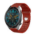 22mm For Huawei Watch GT2e / GT2 46mm Reverse Buckle Wave Silicone Watch Band(Wine Red)