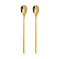 2 PCS Stainless Steel Spoon Creative Coffee Spoon Bar Ice Spoon Gold Plated Long Stirring Spoon, ...