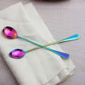 2 PCS Stainless Steel Rainbow Long Handled Coffee Scoops Cold Drink Stirring Spoon for Dessert Ca...