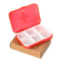 2 PCS Mini 6 Slots Portable Vitamin Organizer Pill Box(Red)