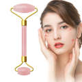 Double Head Massage Roller Natural Rose Crystal Quartz Jade Stone Anti Cellulite Wrinkle Facial B...