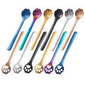 Stainless Steel Creative Cat Claw Coffee Spoon Dessert Cake Spoon, Style:Hollow Cat Claw Spoon, C...