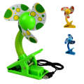 Baby Crib Stroller Fan Mini Portable Clip USBCharging Dormitory Office Small Electric Fan(Green)