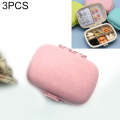 3 PCS 8-Grid Double-layer Portable Mini Straw Pill Storage Box(Wheat Pink)