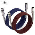 2pcs LHD010 Caron Male To Female XLR Dual Card Microphone Cable Audio Cable 1.8m(Red + Blue)