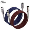 2pcs LHD010 Caron Male To Female XLR Dual Card Microphone Cable Audio Cable 30m(Red + Blue)