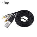 XLR Male To 2RCA Male Plug Stereo Audio Cable, Length:, Length:10m