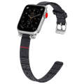 Nylon Canvas Beaded Watch Band For Apple Watch Series 6&SE&5&4 44mm / 3&2&1 42mm(Black Gray)