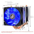 Desktop Computer 6 Copper Tube CPU Radiator Super Quiet Blue Light 3-pin Single Fan
