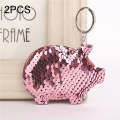 2PCS Cute Chaveiro Pig Keychain Glitter Pompom Sequins Key Chain Gifts for Women Llaveros Mujer C...