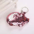 2PCS Cute Chaveiro Pig Keychain Glitter Pompom Sequins Key Chain Gifts for Women Llaveros Mujer C...