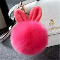 Fur Pom Keychains Fake Rabbit Fur Ball Keychain(watermelon red)