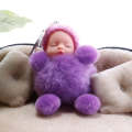 Sleeping Baby Doll Ball Key Chain Car Keyring Holder Bag Pendant Charm Keychain(Purple)