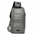 Ozuko 9283 Men Outdoor Anti-theft Chest Bag Rivet Messenger Bag with External USB Charging Port(D...