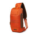 Ozuko 9283 Men Outdoor Anti-theft Chest Bag Rivet Messenger Bag with External USB Charging Port(O...