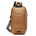 Ozuko 9283 Men Outdoor Anti-theft Chest Bag Rivet Messenger Bag with External USB Charging Port(B...