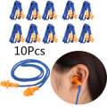 10 PCS Soft Silicone Corded Ear Plugs ears Protector Reusable Hearing Protection Noise Reduction ...