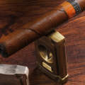 JIFENG 3 In 1 V Cigar Scissors Cigar Holder Cigar Cutter With Cigar Puncher(Silver Polished Flower)