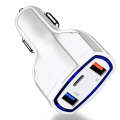 2 PCS QC3.0 Fast Charge Car Charger 3.5A Dual USB With Type-C Interface Output Car Charger(White)