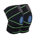 1pair Sports Band Compression Silicone Knee Pads Running Sports Cycling Knee Pads(Black Green)