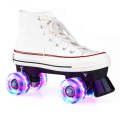 Flash Roller Skates Shoes Adult Children Four-Wheel Canvas Roller Skates Shoes Double Row Roller ...