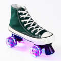 Flash Roller Skates Shoes Adult Children Four-Wheel Canvas Roller Skates Shoes Double Row Roller ...