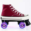 Flash Roller Skates Shoes Adult Children Four-Wheel Canvas Roller Skates Shoes Double Row Roller ...