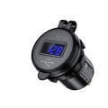 Car Motorcycle Modified USB Charger QC3.0 Metal Waterproof Fast Charge(Black Shell Blue Light)