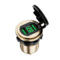 Car Motorcycle Modified USB Charger QC3.0 Metal Waterproof Fast Charge(Golden Shell Green Light)
