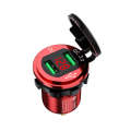 Car Motorcycle Modified USB Charger QC3.0 Metal Waterproof Fast Charge(Red Shell Red Light)
