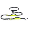 Running Reflective Double Telescopic Dog Rope Dog Chain Traction(Black D Ring Fluorescent Green)