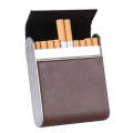 Men Metal Fiber Leather Magnetic Buckle Cigarette Case(Coffee)