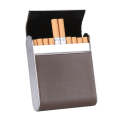 Men Metal Fiber Leather Magnetic Buckle Cigarette Case(Gray)