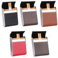 Men Metal Fiber Leather Magnetic Buckle Cigarette Case(Brown/Apricot)