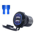 Metal Double USB Car Charger 5V 4.8A Aluminum Alloy Car Charger(Black Shell Blue Light With Termi...