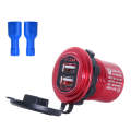 Metal Double USB Car Charger 5V 4.8A Aluminum Alloy Car Charger(Red Shell Red Light With Terminal)