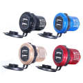 Metal Double USB Car Charger 5V 4.8A Aluminum Alloy Car Charger(Black Shell Blue Light With Termi...