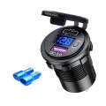 12V Modified Car USB Charger With Voltage Display PD QC3.0 Socket(With Terminal Blue Light)