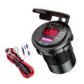 12V Modified Car USB Charger With Voltage Display PD QC3.0 Socket(With 60cm Line Red Light)